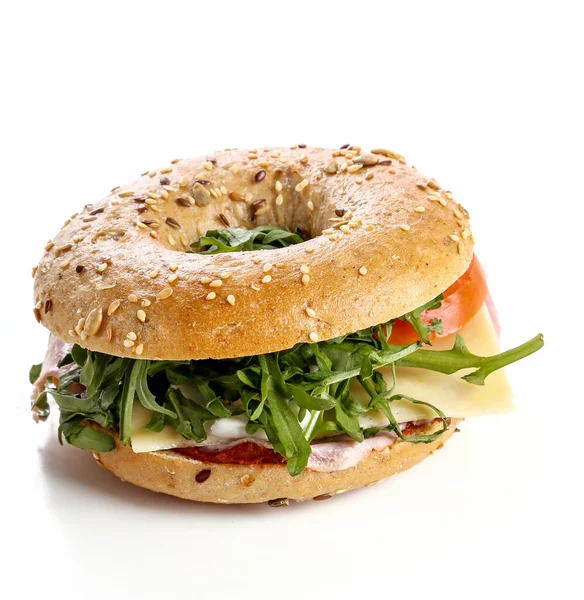 Delicioso Sanduíche Bagel Mesa — Fotografia de Stock