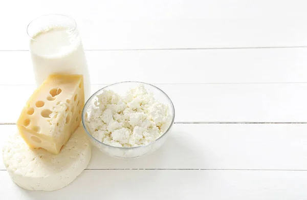 Comida Saludable Productos Lácteos Sobre Mesa — Foto de Stock