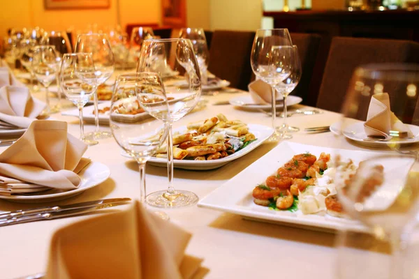 Table Banquet Avec Restaurant Servant Snacks — Photo