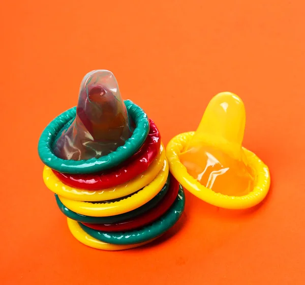 Colorful Condoms Table — Stock Photo, Image