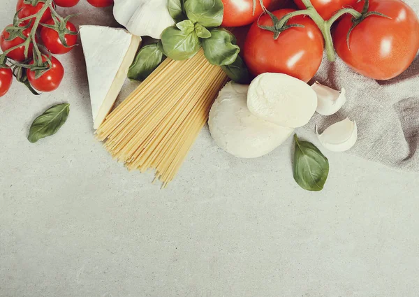 Vegetables and pasta on the table