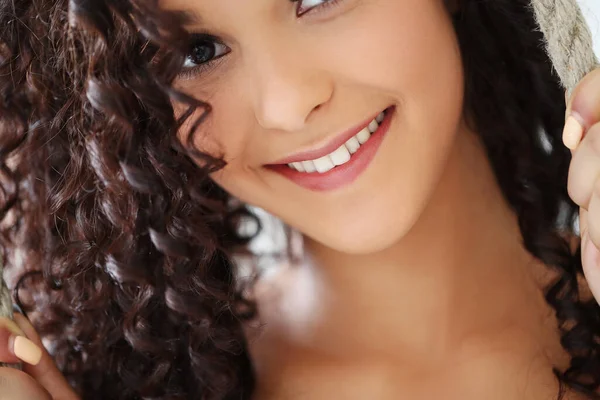 Lovely Woman Curly Hair — Stock Photo, Image