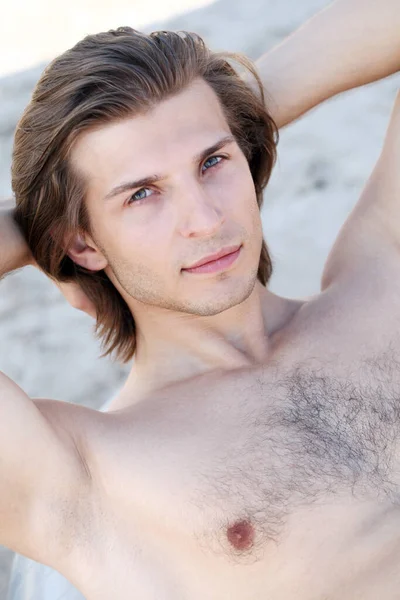 Portrait Young Handsome Guy Beach Royalty Free Stock Photos