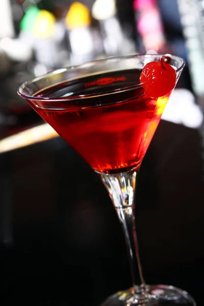 Pink Martini Cocktail Served Cherry Bar Royalty Free Stock Photos