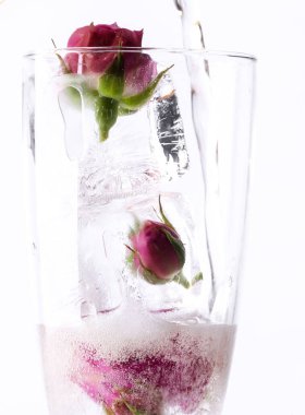 Buz küpünde donmuş gül