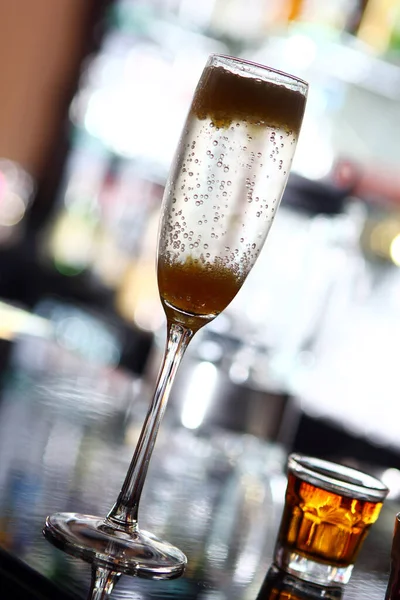 Immagine Primo Piano Cocktail Bicchiere Champagne Bar — Foto Stock