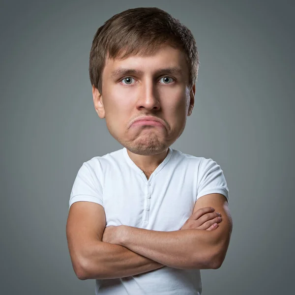 Uomo Sacco Emozioni Faccia Pazza — Foto Stock