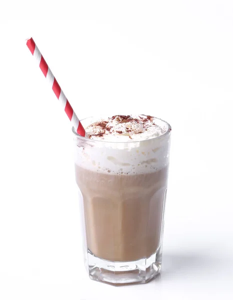 Delicioso Café Con Leche Sobre Fondo Blanco — Foto de Stock