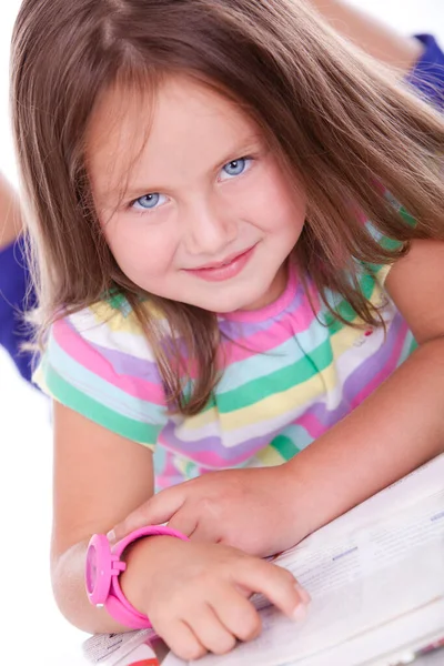 Portrait Cute Happy Girl Studio — Stock Photo, Image