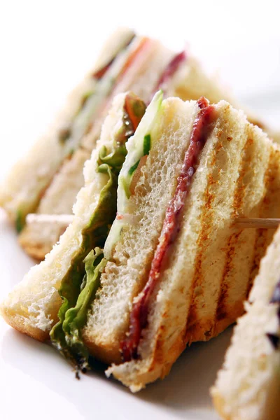 Panino Club Con Salame Verde — Foto Stock