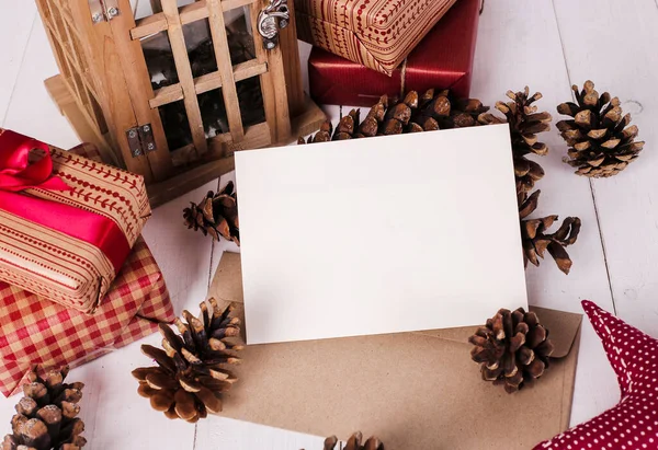 Karácsonyi Téma Különböző Tárgyak Asztalon — Stock Fotó