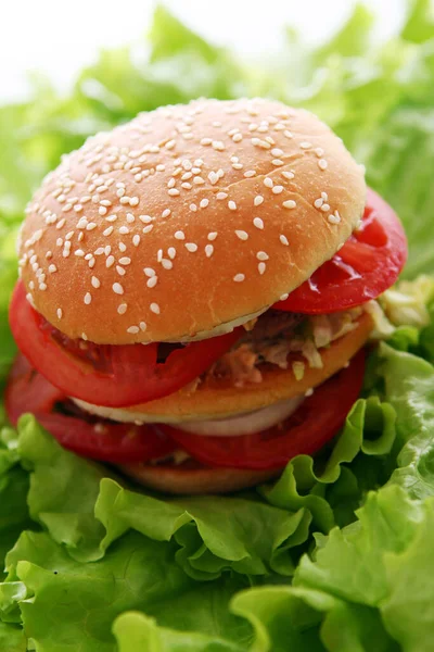 Big Tasty Burger Salad Leaves — Stock Photo, Image