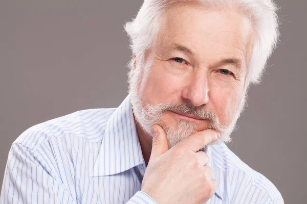 Handsome Elderly Man Grey Beard Background — Stock Photo, Image