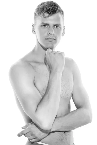 Retrato Jovem Bonito Caucasiano Homem Sobre Branco Fundo — Fotografia de Stock