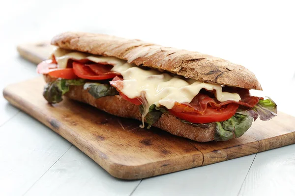 Вкусный Длинный Сэндвич Сыром — стоковое фото