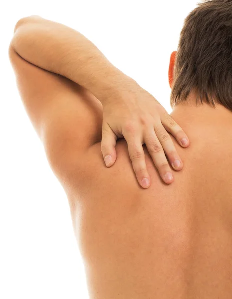 Man Touching His Back Because Aches — Stock Photo, Image