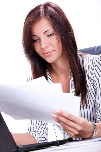 Hermosa Mujer Negocios Haciendo Papeleo Oficina — Foto de Stock