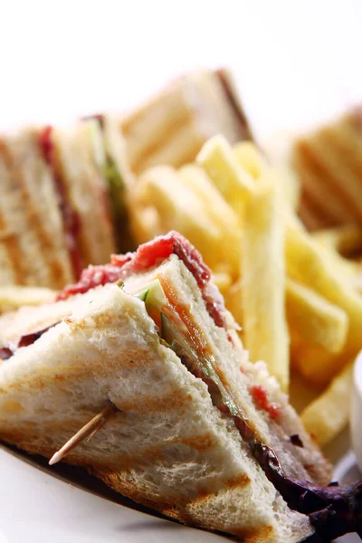 Panino Club Con Salame Verde — Foto Stock