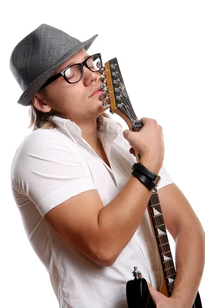 Jeune Homme Attrayant Avec Guitare — Photo