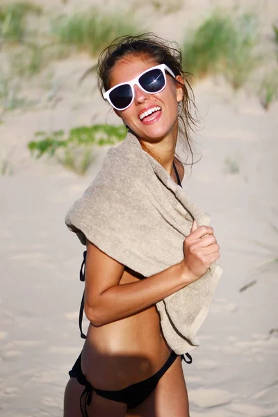 Sexy Bela Mulher Praia — Fotografia de Stock