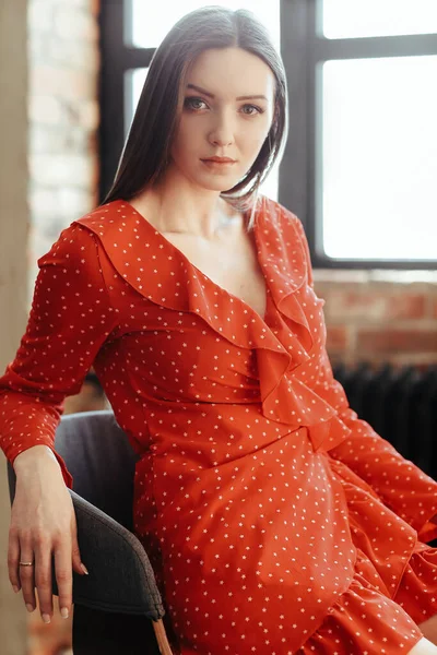 Beautiful Woman Red Dress — Stock Photo, Image