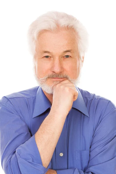Porträt Eines Hübschen Älteren Mannes Mit Bart Auf Weißem Hintergrund — Stockfoto