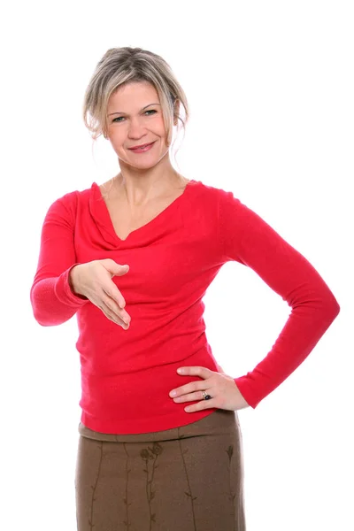 Beautiful Mid Aged Woman Posing Studio — Stock Photo, Image