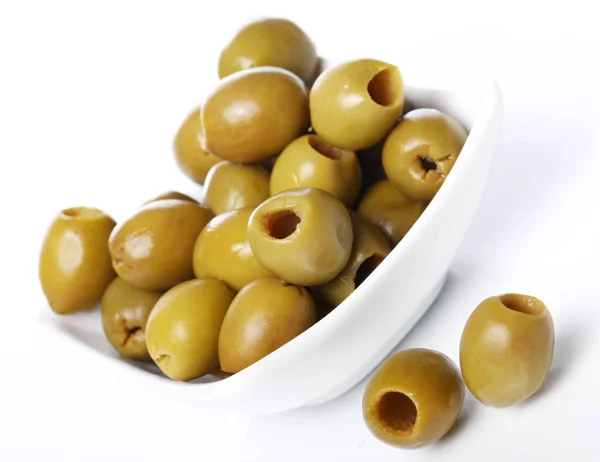 Green Olives White Background Royalty Free Stock Images