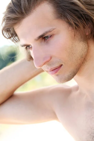 Portrait Young Handsome Guy Beach Stock Image