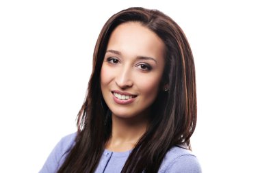 Beyaz arka planda bir kadın