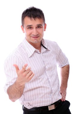 genç ve çekici adam beyaz zemin üzerine