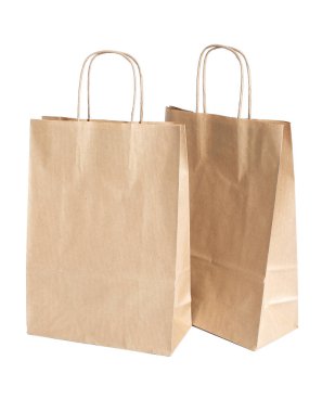 Alışverişe. Saplı boş kağıt torbalar