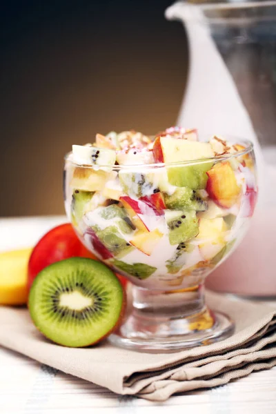 Zdravý Ovocný Salát Jogurtem — Stock fotografie