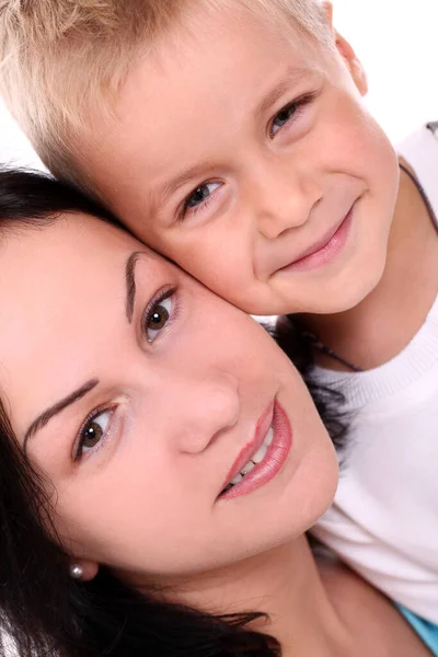 Retrato Joven Madre Cariñosa Pequeño Hijo —  Fotos de Stock