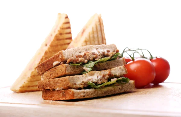Свіжий Смачний Бутерброд Білому Тлі — стокове фото