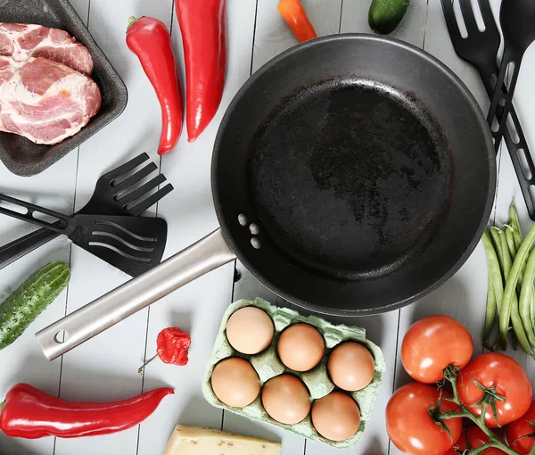 Frigideira Com Legumes Mesa — Fotografia de Stock