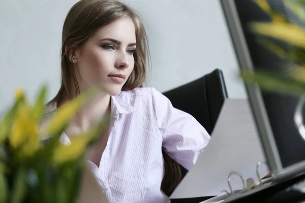 Trabalho Trabalho Menina Escritório — Fotografia de Stock