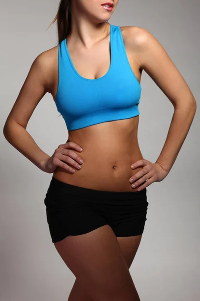 Schöne Kaukasische Frauenkörper Einem Fitnessanzug — Stockfoto