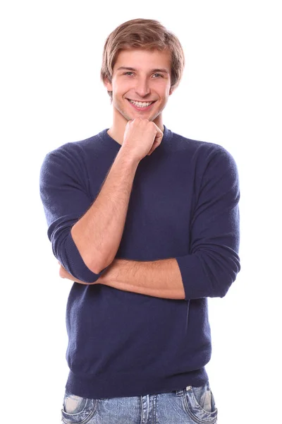 Sexy Handsome Man Posing White Background — Stock Photo, Image