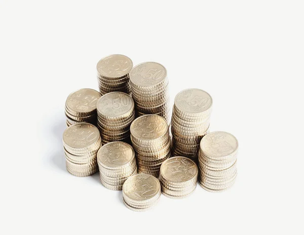 Pénzügy Pénz Érmék Asztalon — Stock Fotó