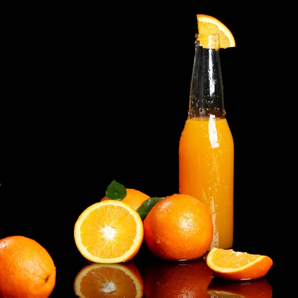 Fresh Orange Drink Black Background — Stock Photo, Image