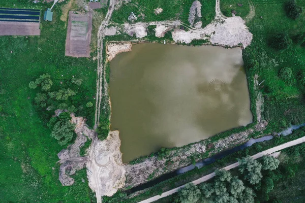 Pohled Ptačího Pohledu Letecký Pohled Jezero — Stock fotografie