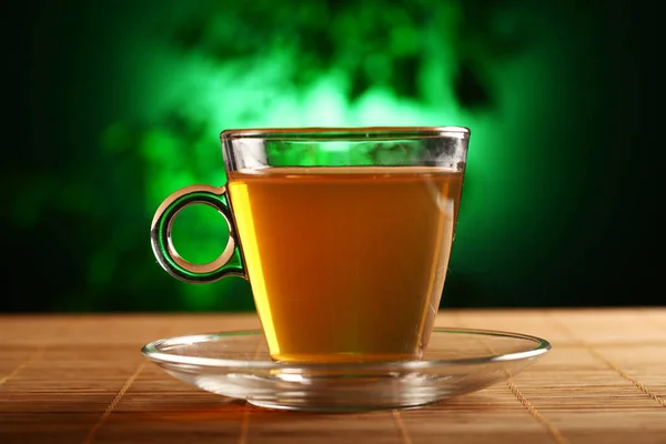 Xícara Chá Verde Quente Mesa — Fotografia de Stock