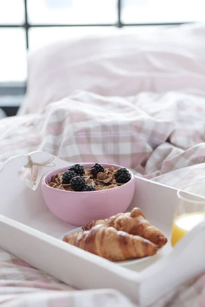 Buenos Días Desayuno Cama — Foto de Stock