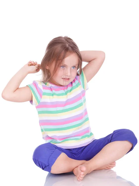 Portrait Cute Happy Girl Studio — Stock Photo, Image