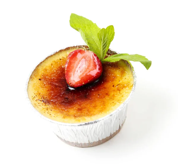 Postre Deliciosa Crema Brulee Mesa — Foto de Stock