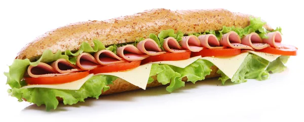 Sandwich Frais Savoureux Sur Fond Blanc — Photo