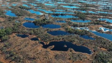 Göldeki güzel adaların hava görüntüsü. 