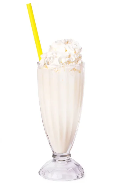 Délicieux Milkshake Banane Sur Fond Blanc — Photo