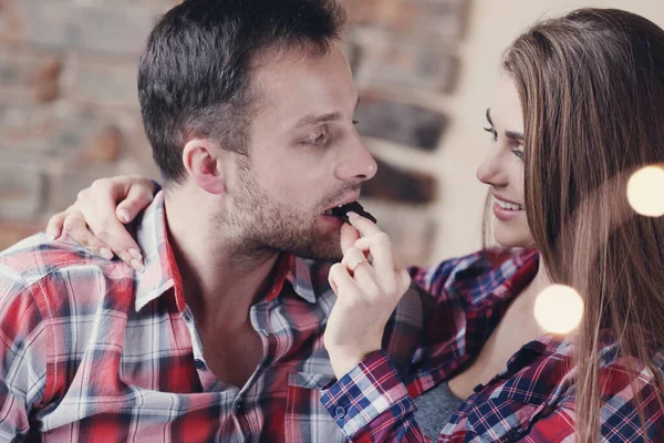 Com Amor Bonito Casal Café — Fotografia de Stock